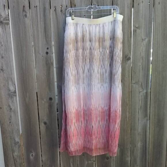 Chico's Women's Skirt Maxi Size 2 Large Peach, Beige Cream Long Elastic Band - Picture 6 of 12